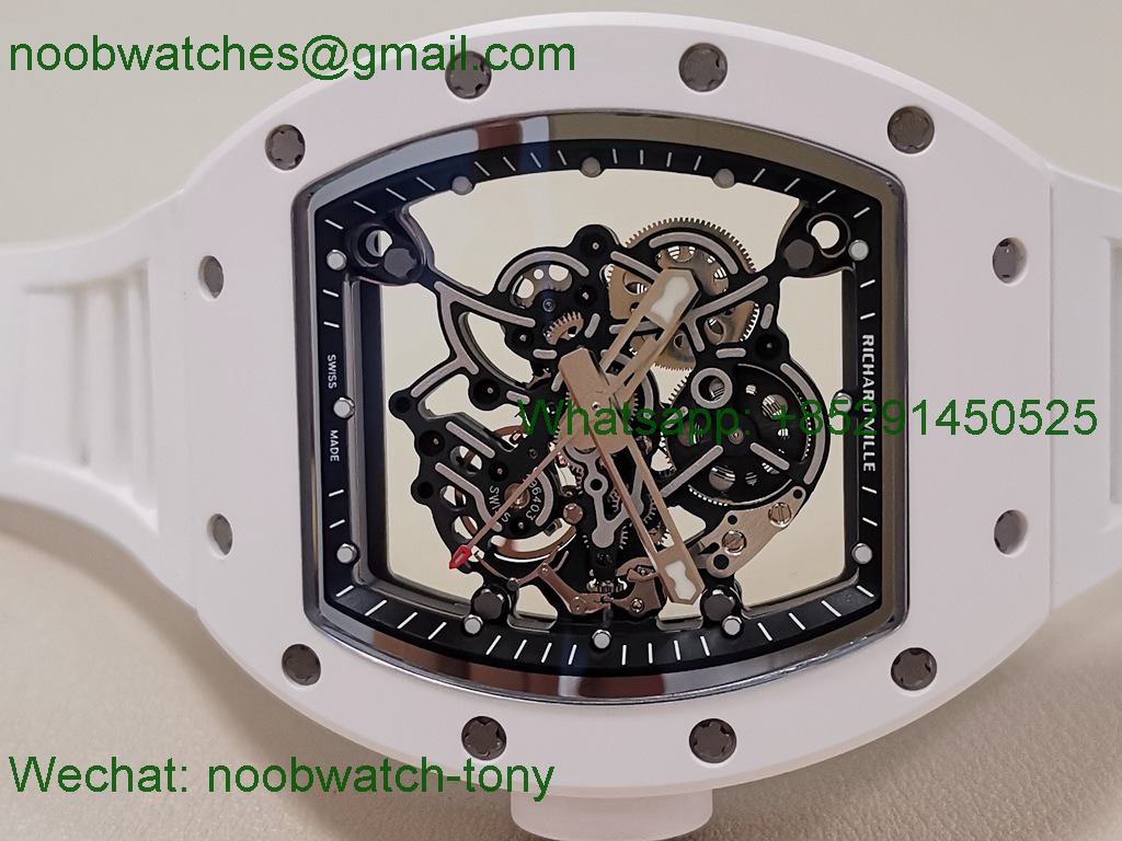 Replica Richard Mille RM055 Bubba Watson White Ceramic Skeleton ZF RMUL2 SuperClone
