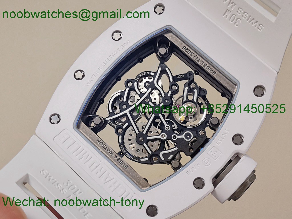 Replica Richard Mille RM055 Bubba Watson White Ceramic Skeleton ZF RMUL2 SuperClone
