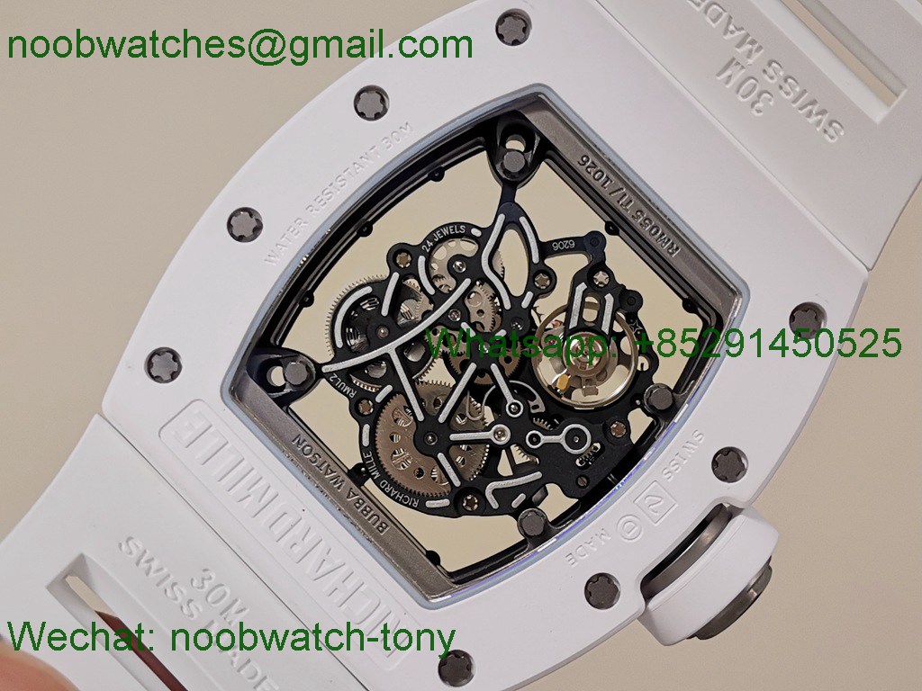 Replica Richard Mille RM055 Bubba Watson White Ceramic Skeleton ZF RMUL2 SuperClone