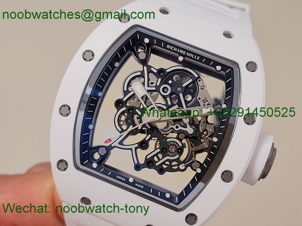 Replica Richard Mille RM055 Bubba Watson White Ceramic Skeleton ZF RMUL2 SuperClone