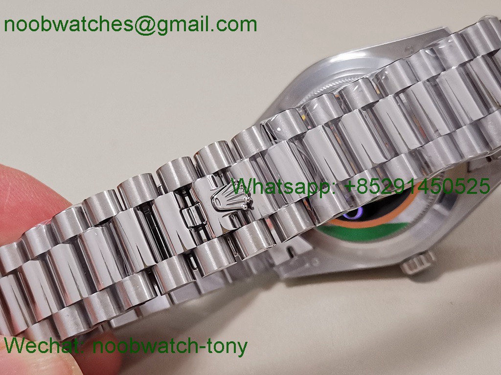 Replica Rolex DayDate 40mm QF SuperClone Black Diamond Dial President A2836 V6 Gain Weight