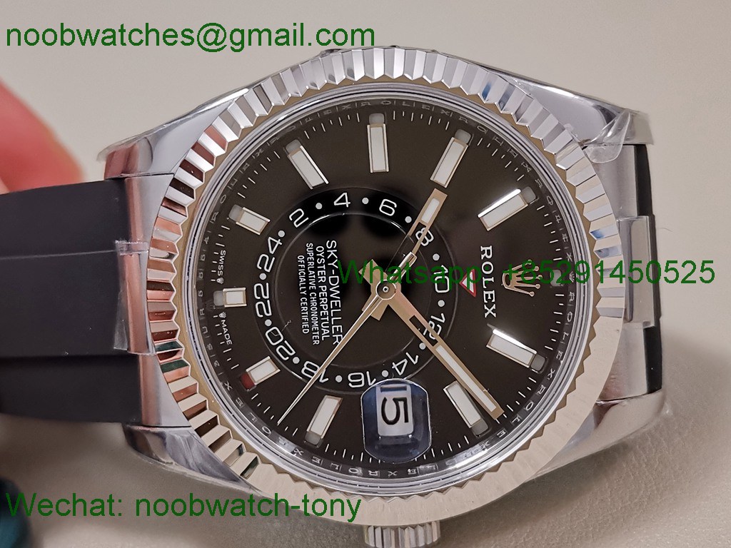 Replica Rolex Sky-Dweller 336239 Gain Weight Heavy ZF SuperCLone Black Oysterflex Rubber 2824