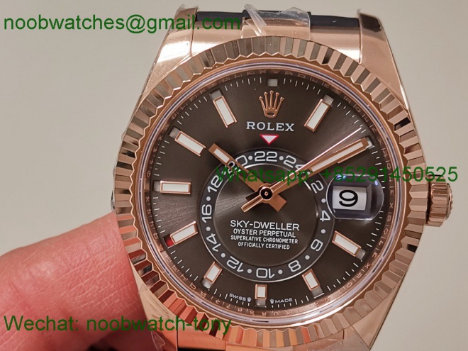 Replica Rolex Sky-Dweller 336235 Gain Weight Rose Gold ZF SuperCLone Gray Dial Rubber 2824