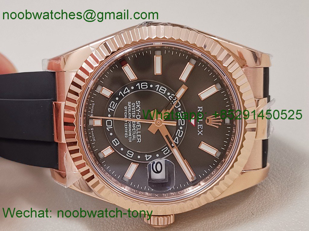 Replica Rolex Sky-Dweller 336235 Gain Weight Rose Gold ZF SuperCLone Gray Dial Rubber 2824