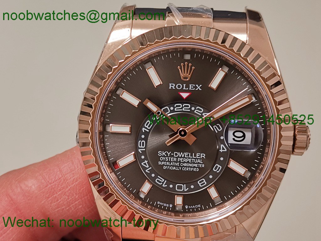Replica Rolex Sky-Dweller 336235 Gain Weight Rose Gold ZF SuperCLone Gray Dial Rubber 2824