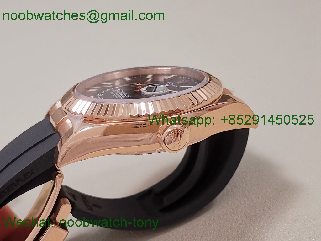 Replica Rolex Sky-Dweller 336235 Gain Weight Rose Gold ZF SuperCLone Gray Dial Rubber 2824