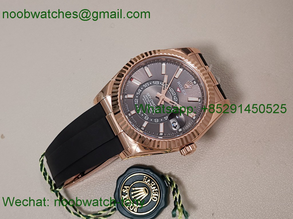Replica Rolex Sky-Dweller 336235 Gain Weight Rose Gold ZF SuperCLone Gray Dial Rubber 2824
