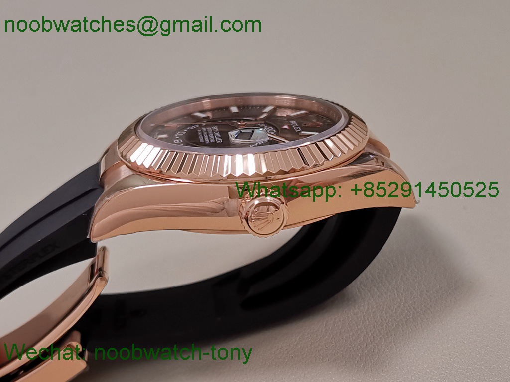 Replica Rolex Sky-Dweller 336235 Gain Weight Rose Gold ZF SuperCLone Brown Dial Rubber 2824