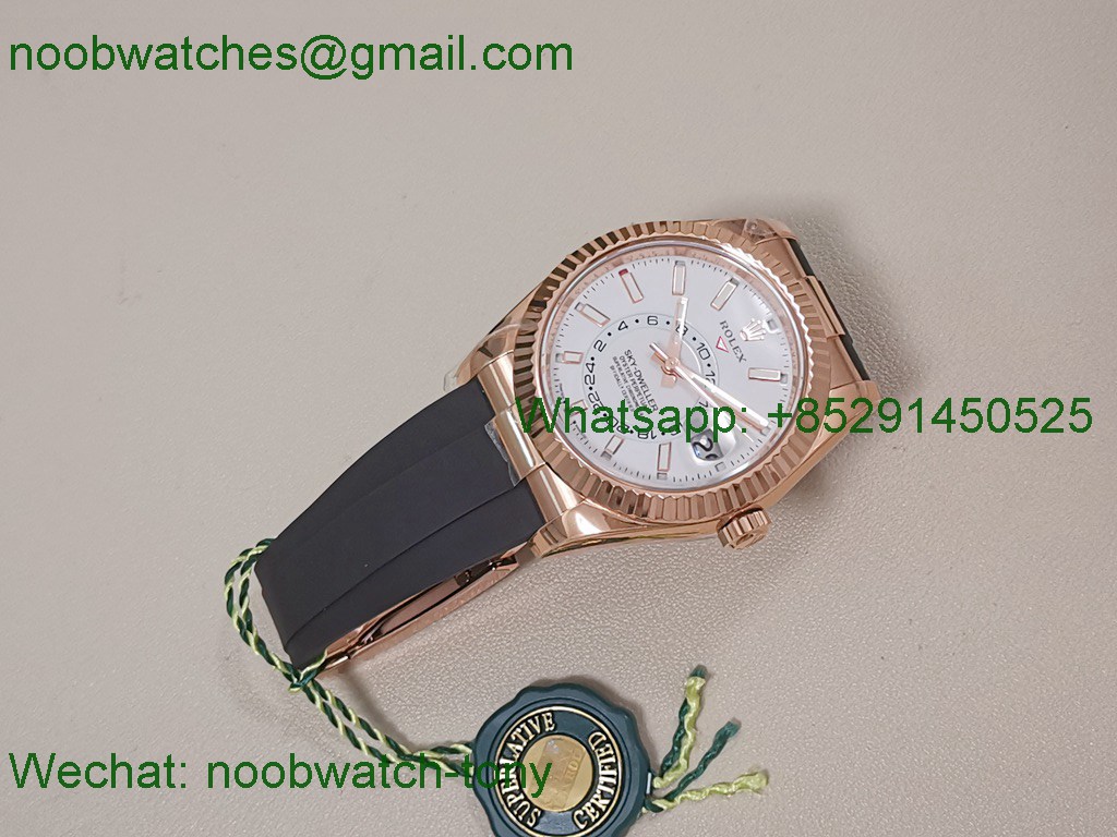 Replica Rolex Sky-Dweller 336235 Gain Weight Rose Gold ZF SuperCLone White Dial Rubber 2824