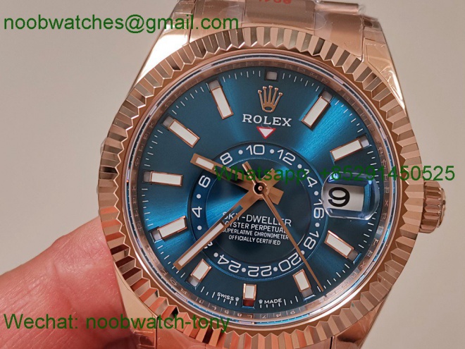 Replica Rolex Sky-Dweller 326935 Rose Gold Noob Best Blue Dial Oyster