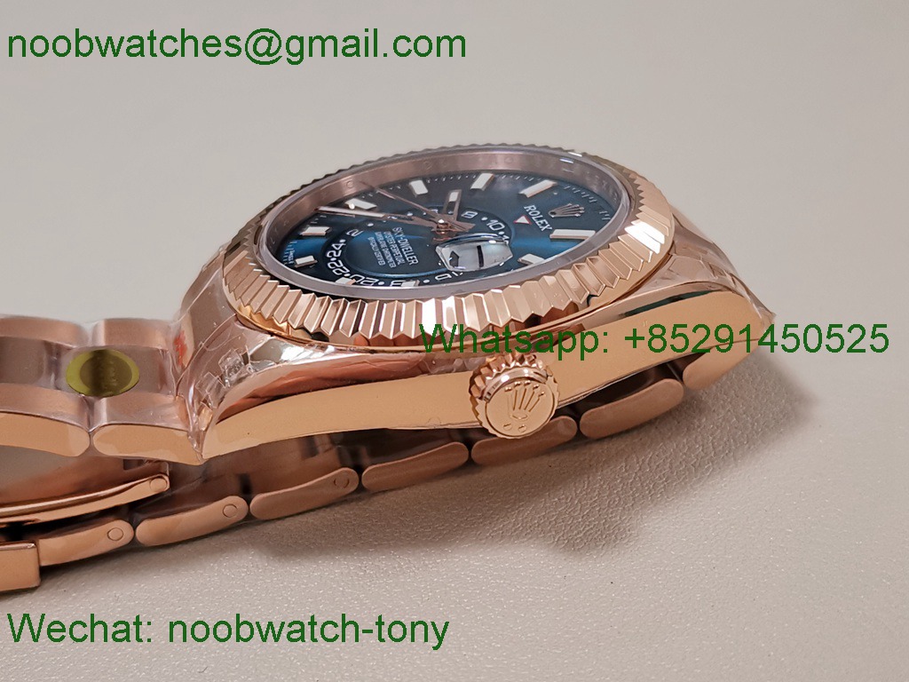 Replica Rolex Sky-Dweller 326935 Rose Gold Noob Best Blue Dial Oyster