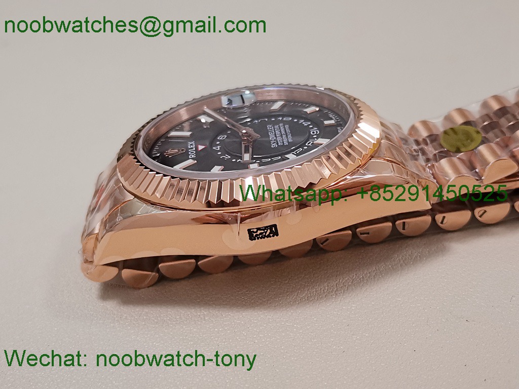 Replica Rolex Sky-Dweller 326935 Rose Gold Noob Best Gray Dial Julibee 