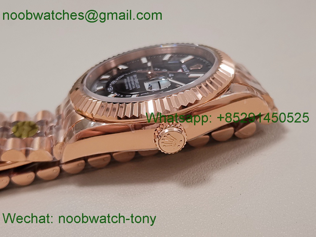 Replica Rolex Sky-Dweller 326935 Rose Gold Noob Best Gray Dial Julibee 