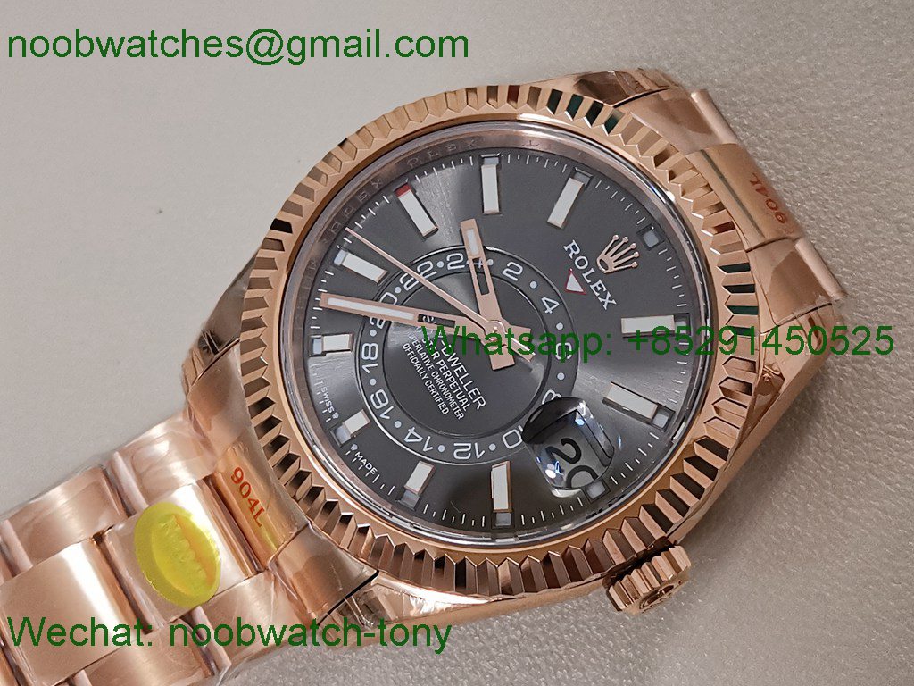 Replica Rolex Sky-Dweller 326935 Rose Gold Noob Best Gray Dial Oyster