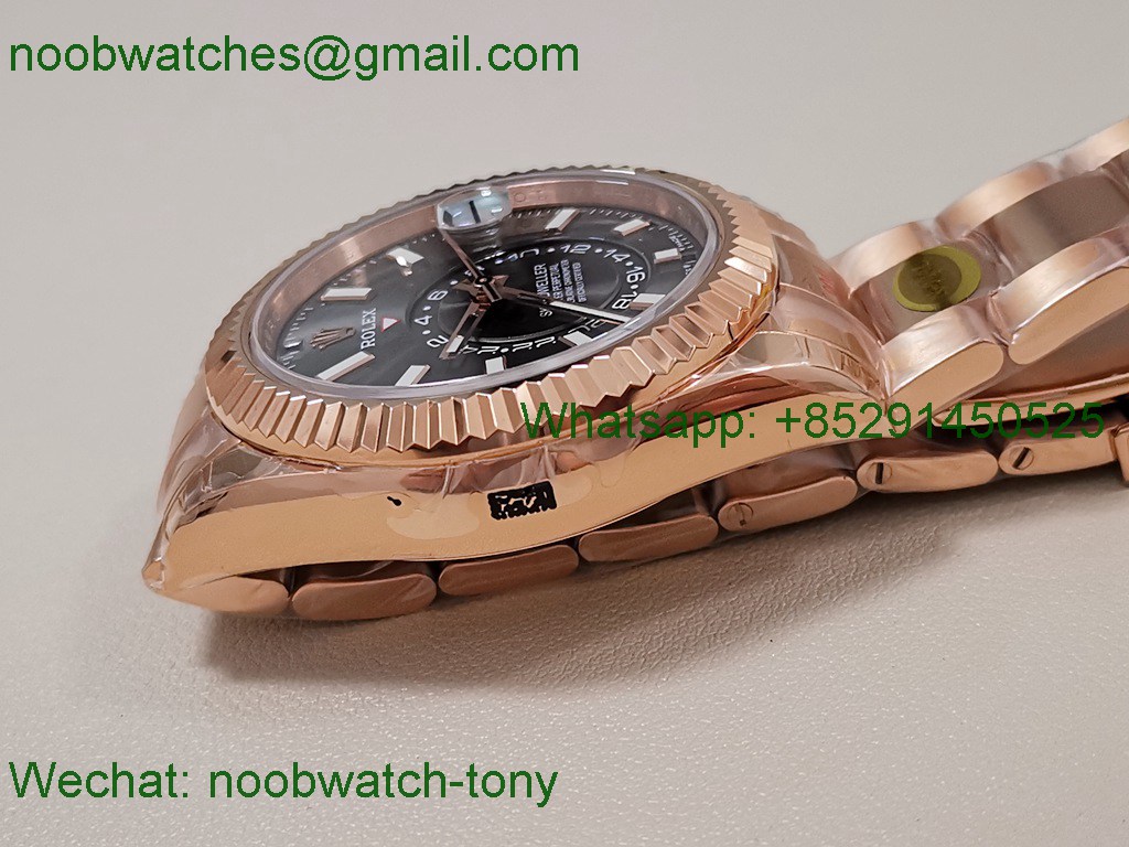 Replica Rolex Sky-Dweller 326935 Rose Gold Noob Best Gray Dial Oyster