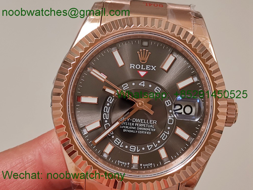 Replica Rolex Sky-Dweller 326935 Rose Gold Noob Best Gray Dial Oyster