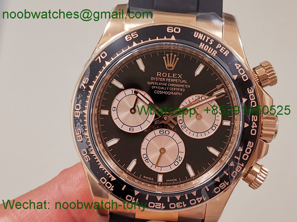 Replica Rolex Daytona 126515 Rose Gold Clean 1:1 Best SuperCLone Black Dial Oysterflex SH4131
