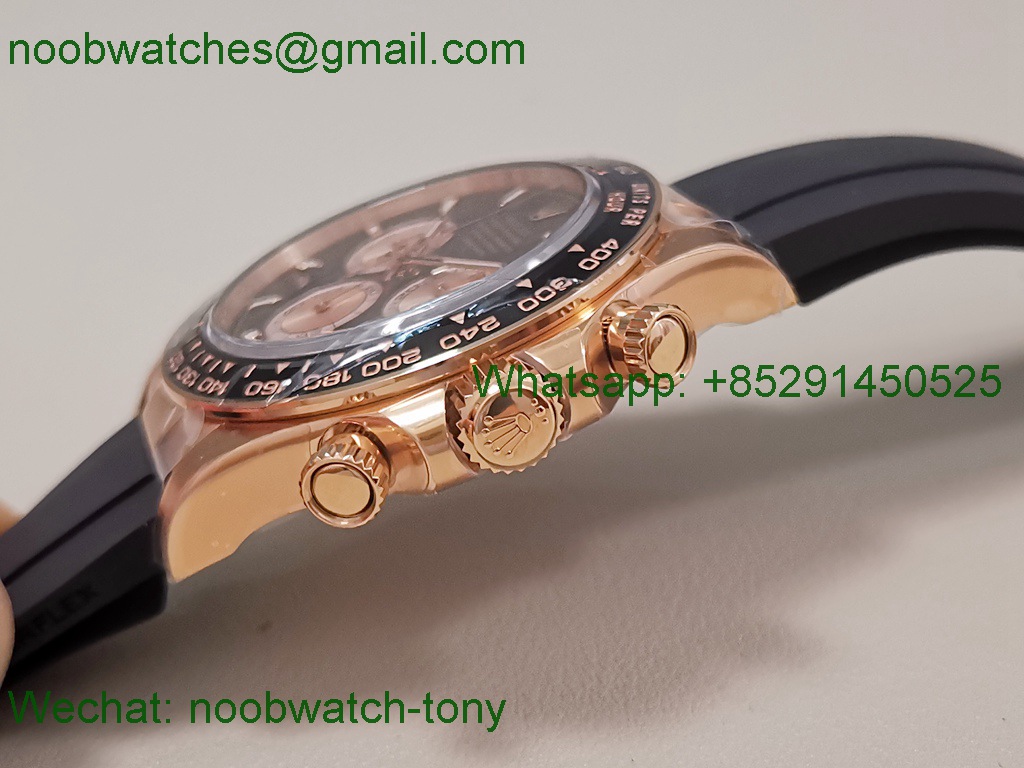 Replica Rolex Daytona 126515 Rose Gold Clean 1:1 Best SuperCLone Black Dial Oysterflex SH4131