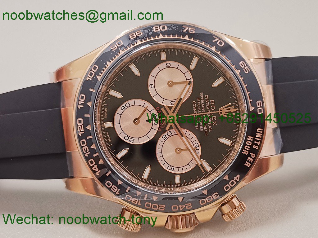 Replica Rolex Daytona 126515 Rose Gold Clean 1:1 Best SuperCLone Black Dial Oysterflex SH4131