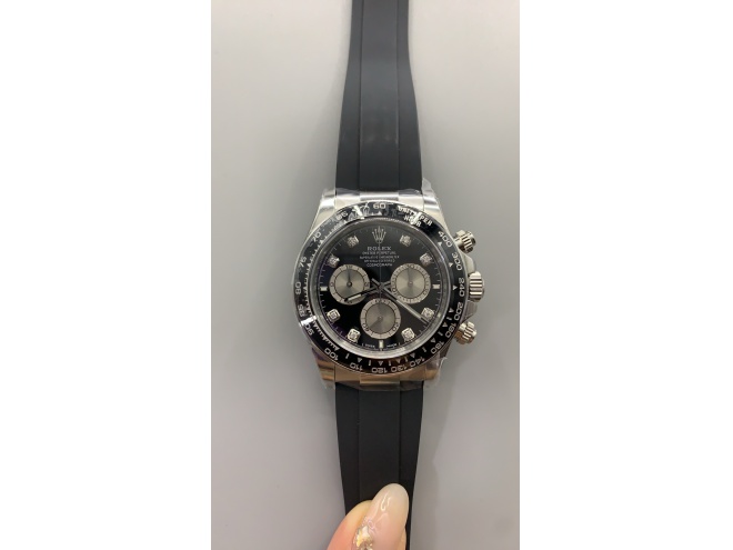 Replica Rolex Daytona 126519 Clean 1:1 Best SuperClone Black Diamond Dial Oysterflex SH4131