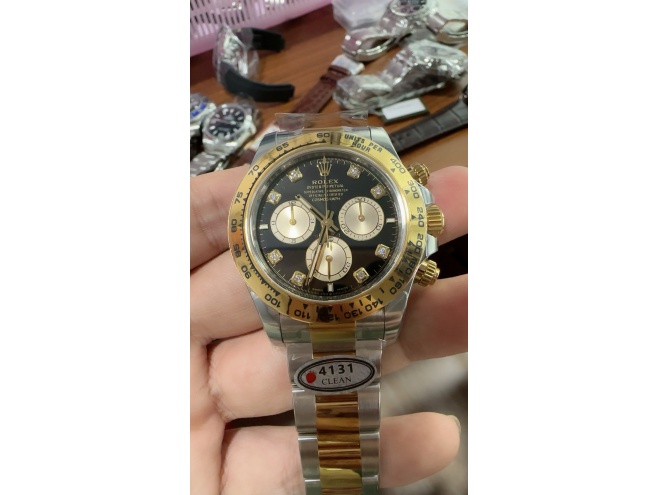Replica Rolex Daytona 126503 Clean 1:1 Best SuperCLone Black Diamond Two Tone Yellow Gold SH4131