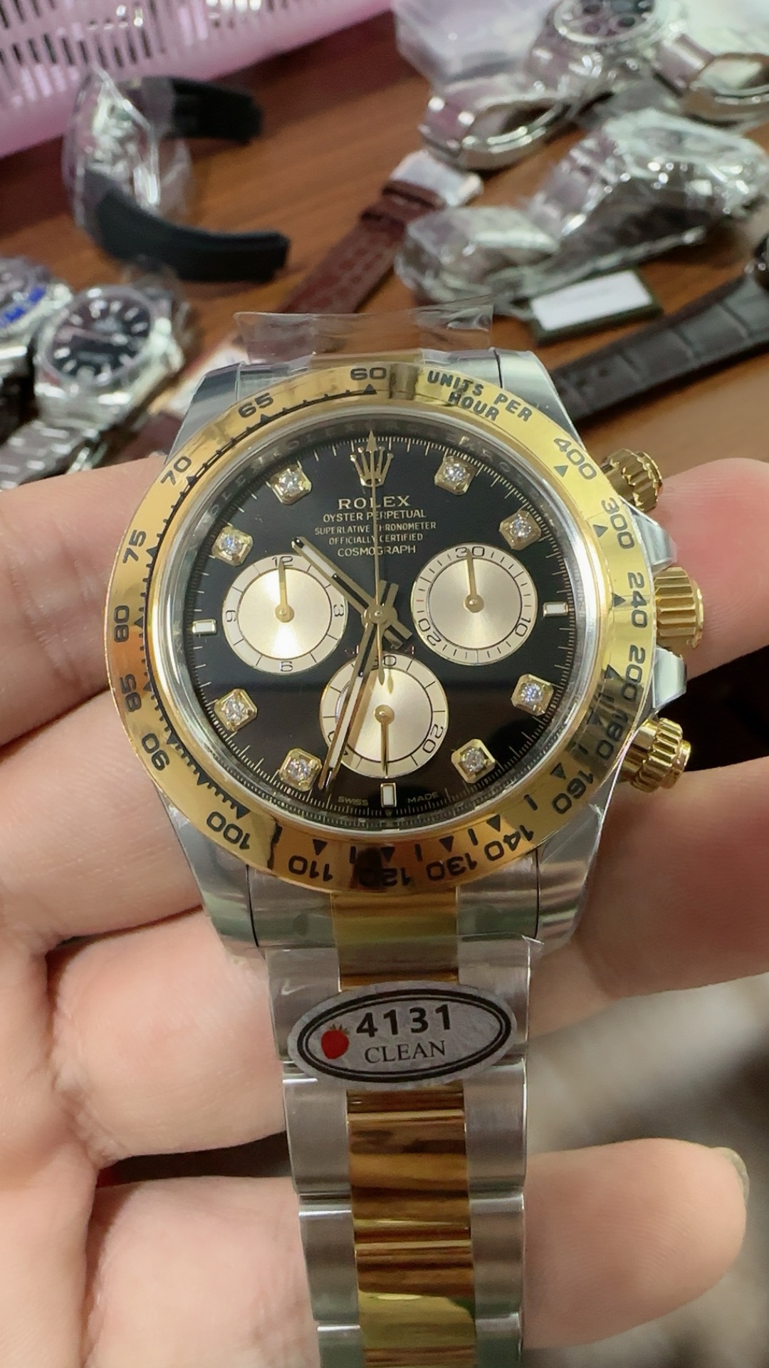 Replica Rolex Daytona 126503 Clean 1:1 Best SuperCLone Black Diamond Two Tone Yellow Gold SH4131