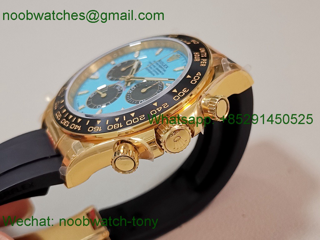 Replica Rolex Daytona 126518 Yellow Gold Gain Weight V10 QF 1:1 Best SuperCLone Tiffany Turquoise Blue Dial Oysterflex S