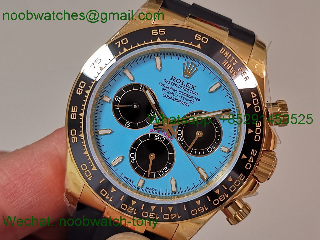 Replica Rolex Daytona 126518 Yellow Gold Gain Weight V10 QF 1:1 Best SuperCLone Tiffany Turquoise Blue Dial Oysterflex S