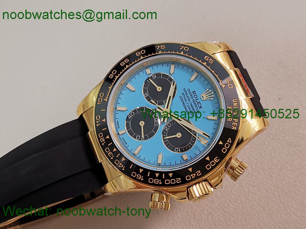 Replica Rolex Daytona 126518 Yellow Gold Gain Weight V10 QF 1:1 Best SuperCLone Tiffany Turquoise Blue Dial Oysterflex S