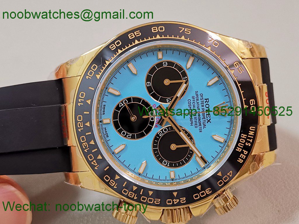 Replica Rolex Daytona 126518 Yellow Gold Gain Weight V10 QF 1:1 Best SuperCLone Tiffany Turquoise Blue Dial Oysterflex S