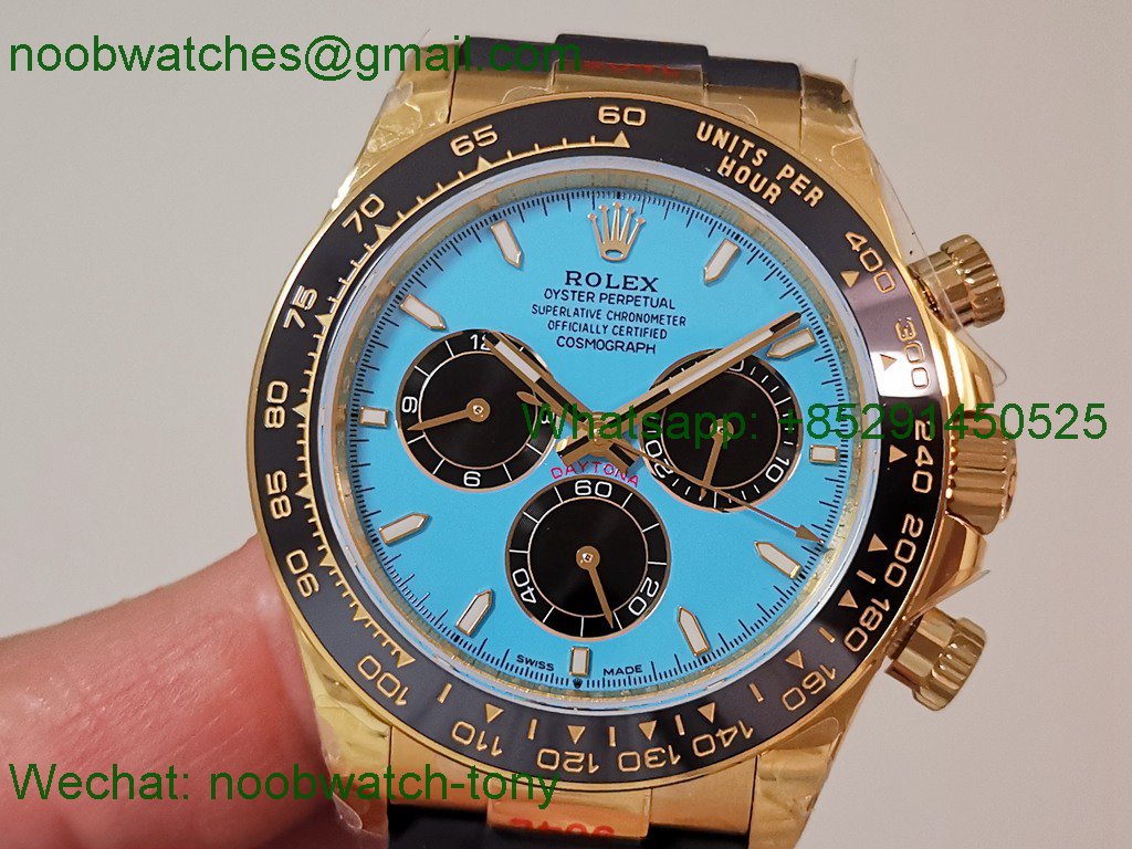 Replica Rolex Daytona 126518 Yellow Gold Gain Weight V10 QF 1:1 Best SuperCLone Tiffany Turquoise Blue Dial Oysterflex S
