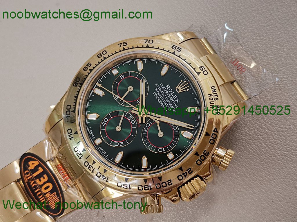 Replica Rolex Daytona 126508 Gain Weight Yellow Gold QF 1:1 Best SuperClone Green Dial SH4131 V6