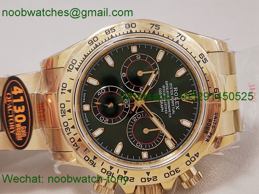Replica Rolex Daytona 126508 Gain Weight Yellow Gold QF 1:1 Best SuperClone Green Dial SH4131 V6