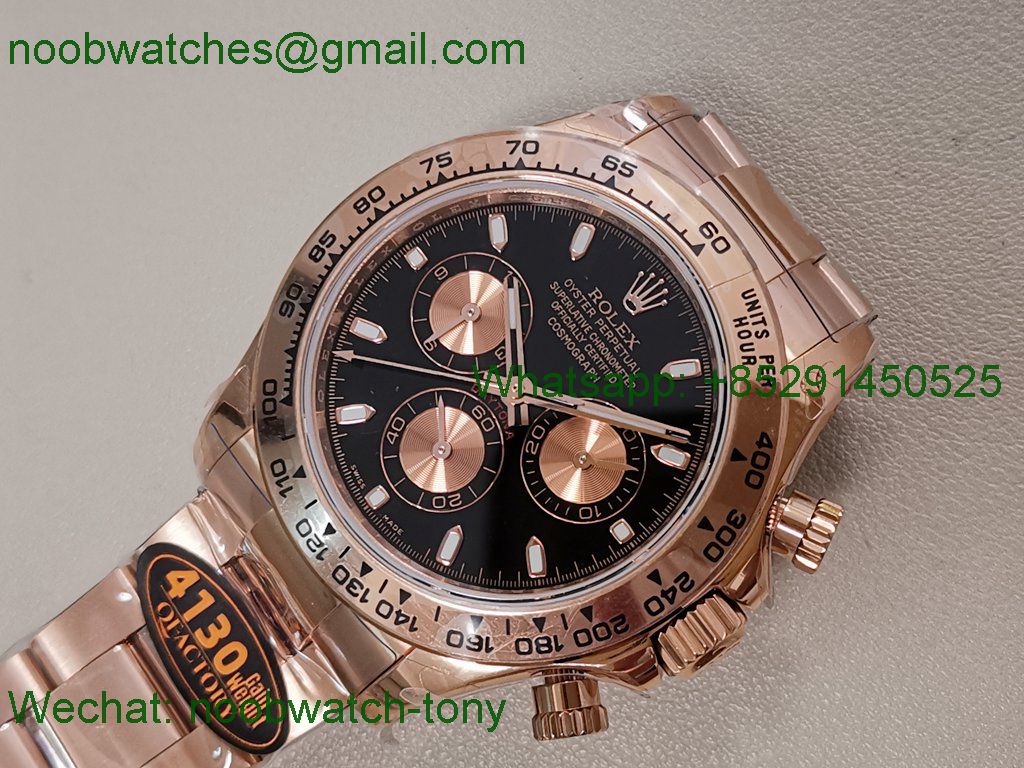 Replica Rolex Daytona 126505 Gain Weight Rose Gold QF 1:1 Best SuperClone Black Dial SH4131 V6