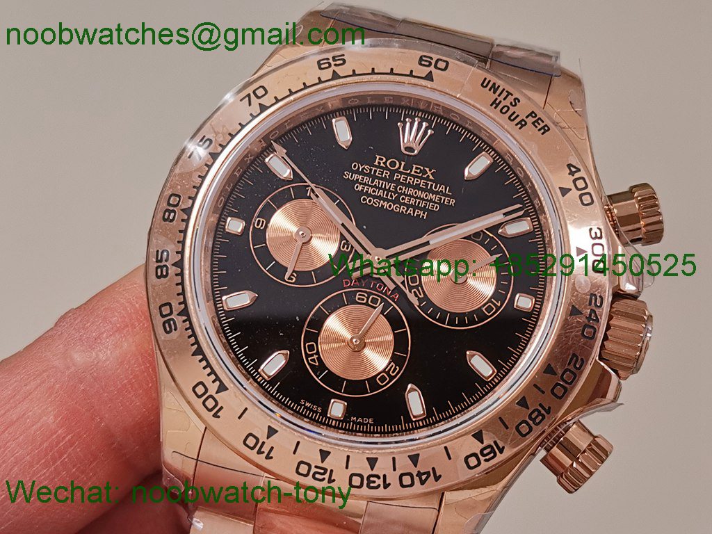 Replica Rolex Daytona 126505 Gain Weight Rose Gold QF 1:1 Best SuperClone Black Dial SH4131 V6