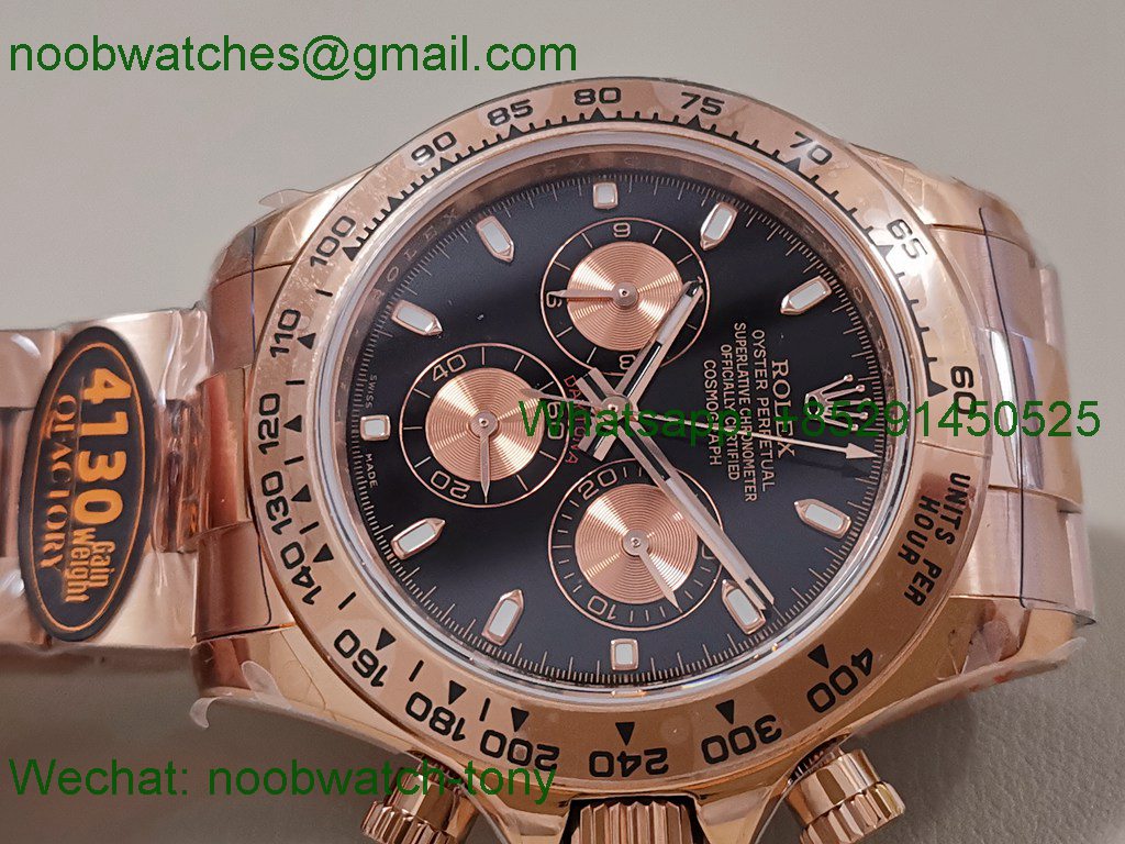 Replica Rolex Daytona 126505 Gain Weight Rose Gold QF 1:1 Best SuperClone Black Dial SH4131 V6