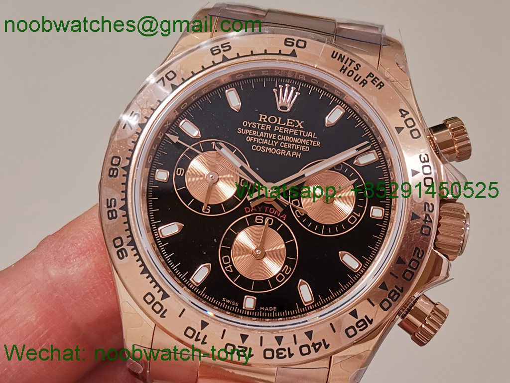 Replica Rolex Daytona 126505 Gain Weight Rose Gold QF 1:1 Best SuperClone Black Dial SH4131 V6
