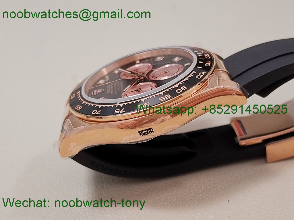 Replica Rolex Daytona 126515 Rose Gold QF Gain Weight 1:1 Best SuperClone Black Dial Diamonds Oysterflex SH4131 V11