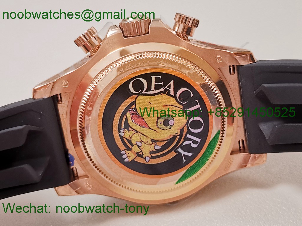 Replica Rolex Daytona 126515 Rose Gold QF Gain Weight 1:1 Best SuperClone Black Dial Diamonds Oysterflex SH4131 V11