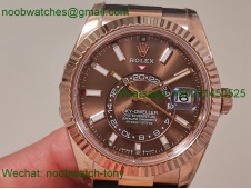 Replica Rolex Sky-Dweller 336235 Gain Weight Rose Gold ZF SuperCLone Brown Dial Rubber 2824