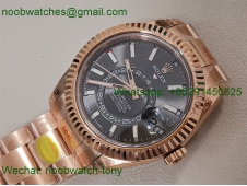 Replica Rolex Sky-Dweller 326935 Rose Gold Noob Best Gray Dial Oyster
