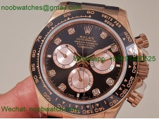 Replica Rolex Daytona 126515 Rose Gold QF Gain Weight 1:1 Best SuperClone Black Dial Diamonds Oysterflex SH4131 V11