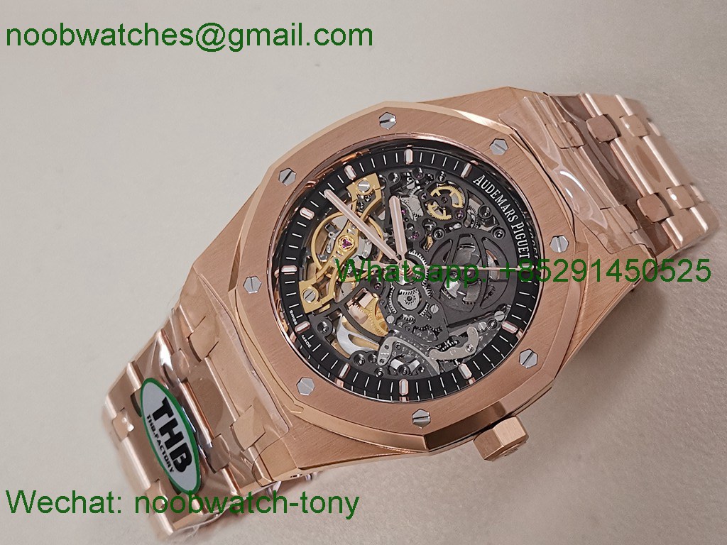 Replica Audemars Piguet AP Royal Oak 15407 Rose Gold Openworked THBF 1:1 Best SuperClone SA3132 V2