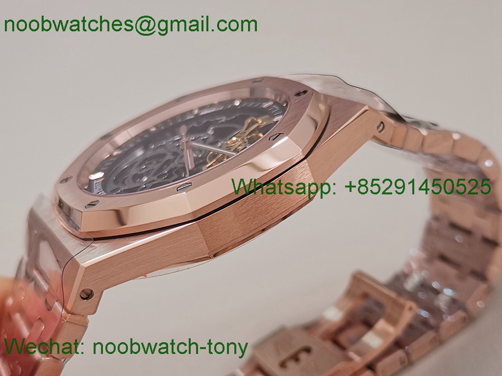 Replica Audemars Piguet AP Royal Oak 15407 Rose Gold Openworked THBF 1:1 Best SuperClone SA3132 V2