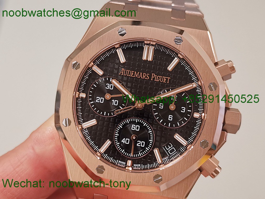 Replica Audemars Piguet AP Royal Oak Chrono 26240 Rose Gold APSF 1:1 Best SuperCLone Black Dial SA4401