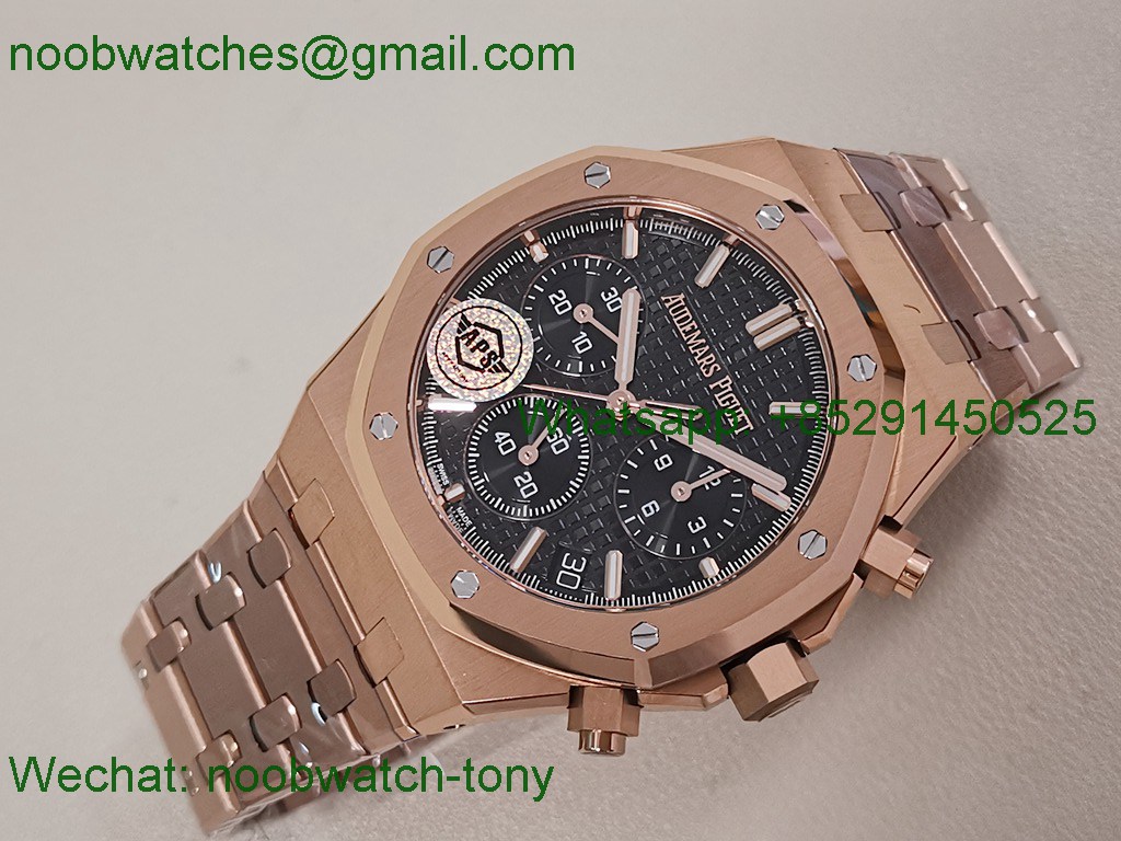 Replica Audemars Piguet AP Royal Oak Chrono 26240 Rose Gold APSF 1:1 Best SuperCLone Black Dial SA4401