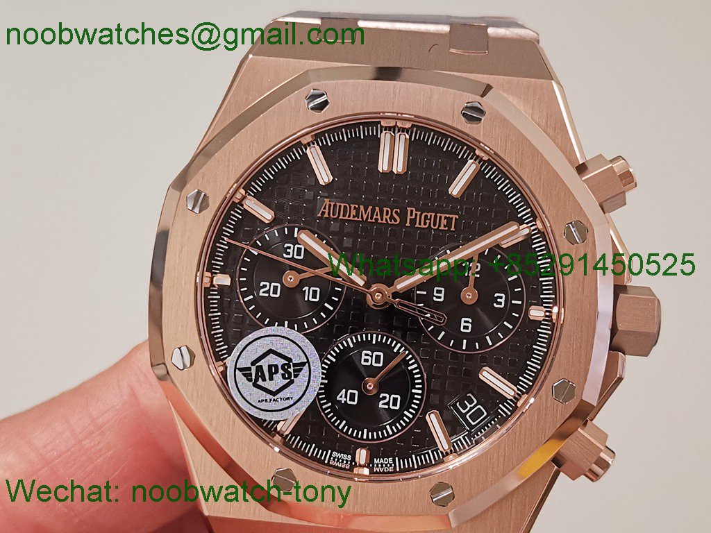 Replica Audemars Piguet AP Royal Oak Chrono 26240 Rose Gold APSF 1:1 Best SuperCLone Black Dial SA4401
