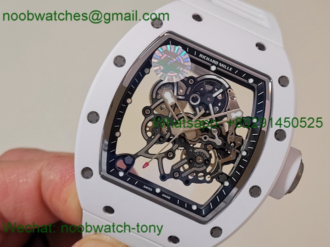 Replica Richard Mille RM055 White Ceramic ZF V3 1:1 SuperCLone Skeleton RMUL2 