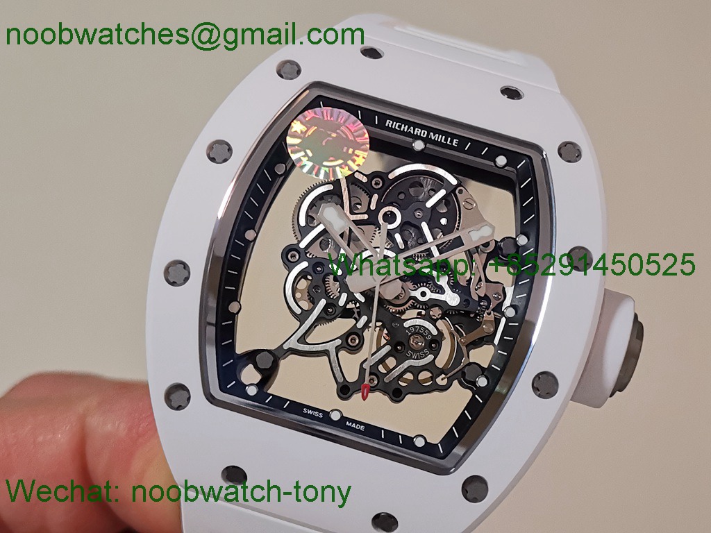 Replica Richard Mille RM055 White Ceramic ZF V3 1:1 SuperCLone Skeleton RMUL2 