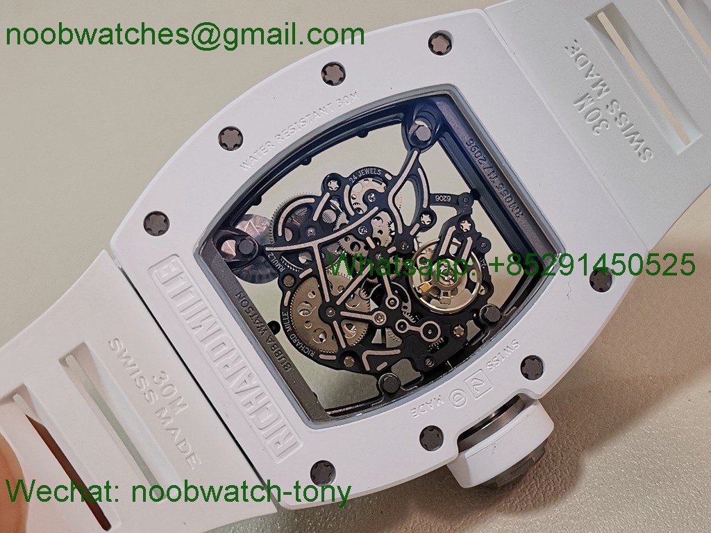 Replica Richard Mille RM055 White Ceramic ZF V3 1:1 SuperCLone Skeleton RMUL2 